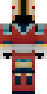 a samurai in red lacquered armor with a horned helmet