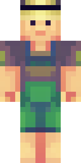 a farmer villager in a straw hat with a green apron