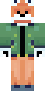 an anthropomorphic fox in a green explorer jacket