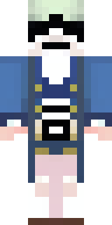 a ghostly pirate with pale skin and a tattered blue coat