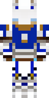 a knight in polished silver plate armor with a blue tabard