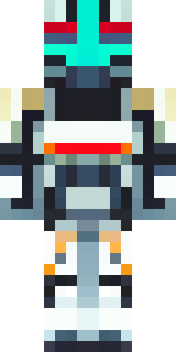 a mecha pilot in a white flight suit with a segmented helmet