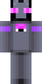 an enderman-inspired figure, tall and black with purple eyes