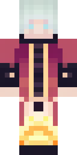 a fire mage in crimson robes with burning orange sleeves