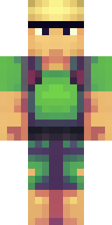 a farmer villager in a straw hat with a green apron