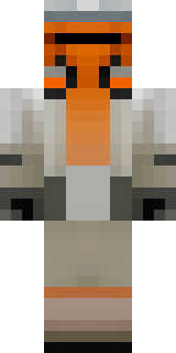 a battle-worn pilot in orange plating with scorch marks