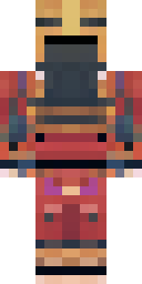 a samurai in red lacquered armor with a horned helmet