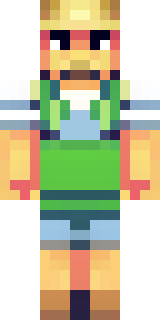 a farmer villager in a straw hat with a green apron