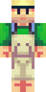 a farmer villager in a straw hat with a green apron