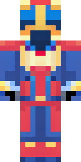 a masked hero in a sleek red and blue suit with a chest emblem
