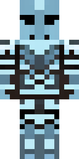 a frost knight in ice-blue armor rimed with snow