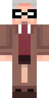 a friendly villager librarian in brown robes with glasses