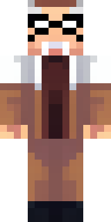 a friendly villager librarian in brown robes with glasses