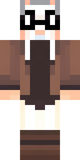 a friendly villager librarian in brown robes with glasses