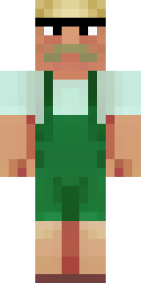a farmer villager in a straw hat with a green apron