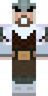 a frost viking in white furs and a horned helm