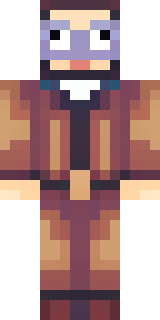 a friendly villager librarian in brown robes with glasses