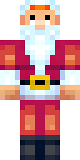 a jolly Santa in a red suit with a white beard and sack