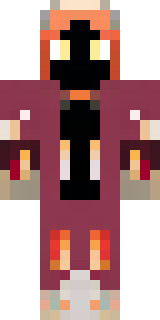 a fire mage in crimson robes with burning orange sleeves