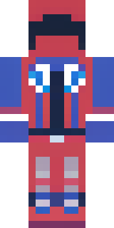 a masked hero in a sleek red and blue suit with a chest emblem
