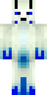 a snow fox spirit in white fur with blue markings