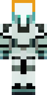 a mecha pilot in a white flight suit with a segmented helmet