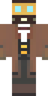 a steampunk inventor in a brown leather coat and brass goggles
