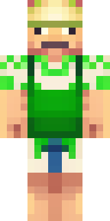 a farmer villager in a straw hat with a green apron