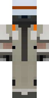 a battle-worn pilot in orange plating with scorch marks