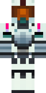 a mecha pilot in a white flight suit with a segmented helmet