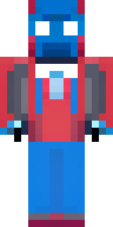 a masked hero in a sleek red and blue suit with a chest emblem