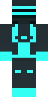 a neon cyber-ninja in dark bodysuit with teal light trim