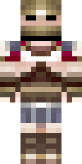 a gladiator in bronze arm guards and a red-plumed helmet