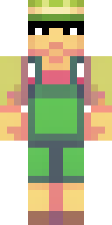 a farmer villager in a straw hat with a green apron