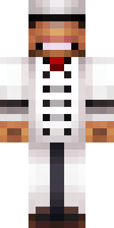 a cheerful chef in a white coat and tall hat with a wooden spoon