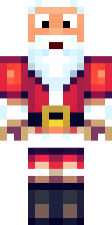 a jolly Santa in a red suit with a white beard and sack