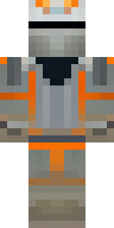 a battle-worn pilot in orange plating with scorch marks