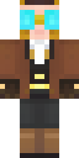 a steampunk inventor in a brown leather coat and brass goggles