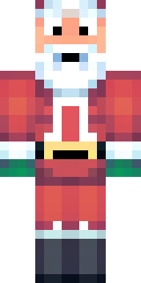 a jolly Santa in a red suit with a white beard and sack