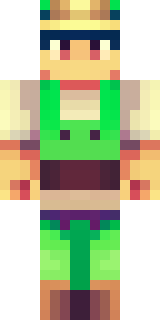 a farmer villager in a straw hat with a green apron