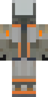a battle-worn pilot in orange plating with scorch marks
