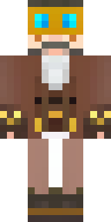 a steampunk inventor in a brown leather coat and brass goggles