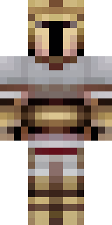a gladiator in bronze arm guards and a red-plumed helmet