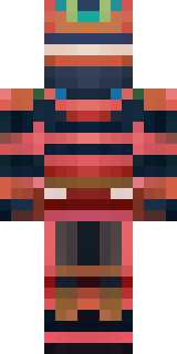 a samurai in red lacquered armor with a horned helmet