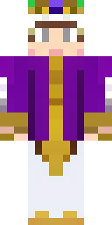 a young king in an ermine-trimmed purple cloak and gold crown