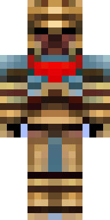 a gladiator in bronze arm guards and a red-plumed helmet