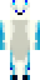 a snow fox spirit in white fur with blue markings