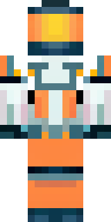 a mecha pilot in a white flight suit with a segmented helmet