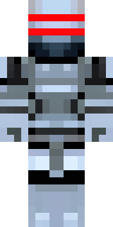 a chrome-armed enforcer in dark tactical gear with red optics