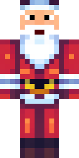 a jolly Santa in a red suit with a white beard and sack